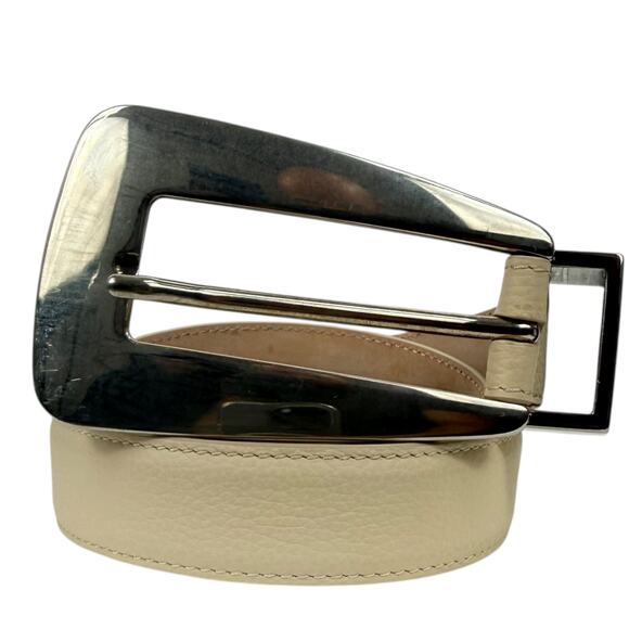 Khaite Lucca Leather Belt Solid Brass Buckle Dark Ivory Size 90/36 main image 6